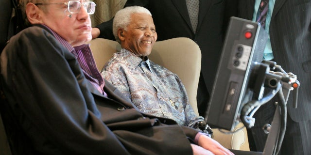 Stephen Hawking with Nelson Mandela in an undated photo.