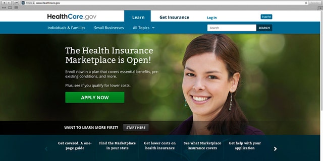 This photo provided by HHS shows the main landing web page for HealthCare.gov. The government's new health insurance marketplaces are drawing lots of rotten tomatoes in early reviews. But people are at least checking the things out. According to an AP-GfK poll, 7 percent of Americans report that somebody in their household has tried to sign up for insurance through the health care exchanges. While thatâs a small percentage, it could represent more than 20 million people. (AP Photo/HHS)