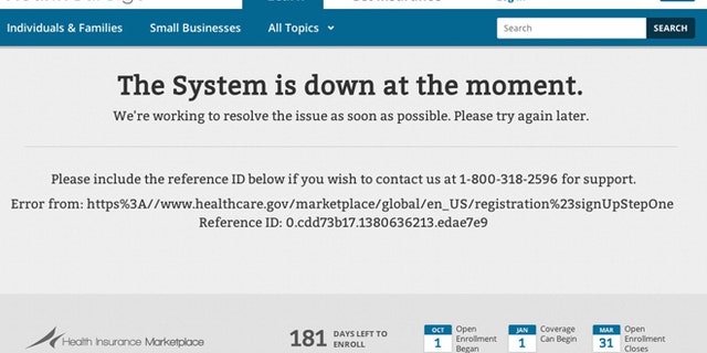 A screenshot of the HealthCare.gov website, which has experienced numerous glitches since it was launched Oct. 1.