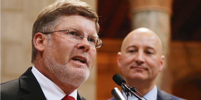 In this June 2, 2014 file photo, Nebraska Lt. Gov. Lavon Heidemann speaks in Lincoln, Neb.