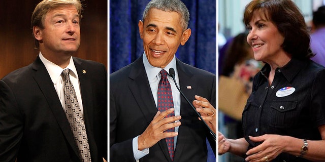 Nevada Republican Sen. Dean Heller (left) is using Barack Obama’s infamous “you didn’t build that” line to mock Democratic Rep. Jacky Rosen’s (right) claims to have started her own business.