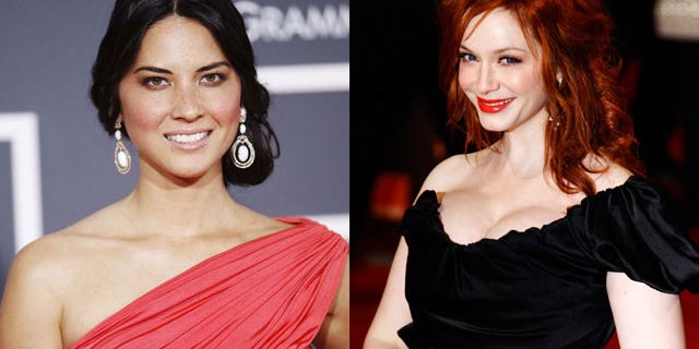 L to R Olivia Munn and Christina Hendricks