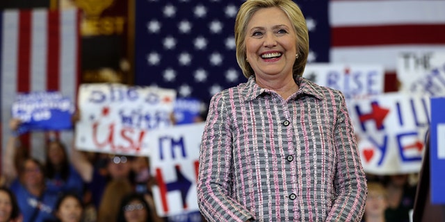 SACRAMENTO, CA - JUNE 05: Democratic presidential candidate former Secretary of State Hillary Clinton looks on during a campaign rally at Sacramento City College on June 5, 2016 in Sacramento, California. The California primary is June 7. (Photo by Justin Sullivan/Getty Images)