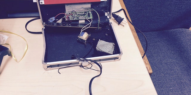 A homemade clock made by Ahmed Mohamed, 14, is seen in an undated picture released by the Irving Texas Police Department Sept. 16, 2015.