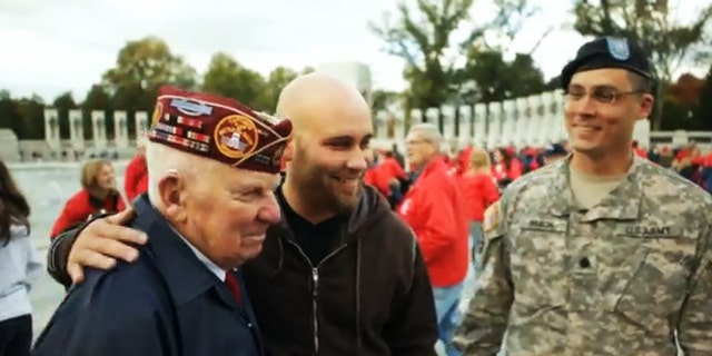 Veterans are shown in a scene from "Honor Flight."