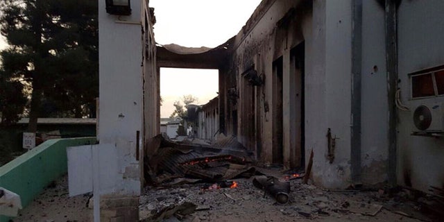 Oct. 3, 2015: Charred remains of the Doctors Without Borders hospital is seen after being hit by a U.S. airstrike, in Kunduz, Afghanistan.