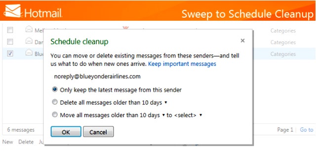 Hotmail users will soon be able to schedule cleanup of their inboxes -- one of a set of new features that will be available for the Web mail service within a few weeks.