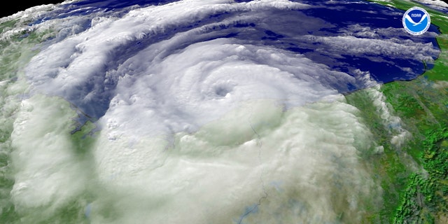 National Oceanographic and Atmospheric Agency satellites capture Hurricane Dolly from outer space on July 23, 2008.