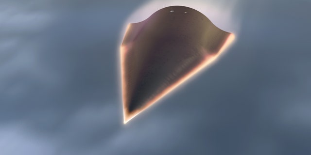 The Falcon HTV-2 is an arrow-shaped aircraft that launches in a rocket, separates and then glides at hypersonic speeds of 13,000 mph through the Earth’s atmosphere.