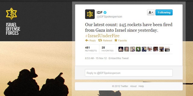 Nov. 15, 2012: As rockets fly in a new outbreak of deadly violence between Gaza militants and Israel, the latest battlefront is Twitter and social media.