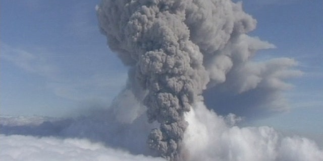 FILE-- This is a Saturday, May 8, 2010 file image taken from video of a column of ash rising from Iceland's Eyjafjallajokul volcano. (AP Photo/ APTN)