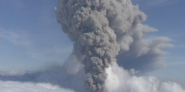 FILE-- This is a Saturday, May 8, 2010 file image taken from video of a column of ash rising from Iceland's Eyjafjallajokul volcano. (AP Photo/ APTN)