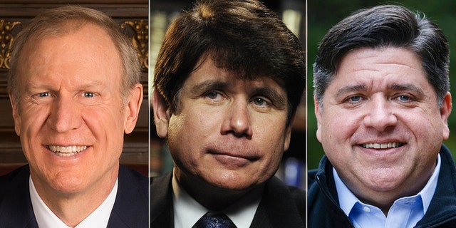 Illinois Gov. Bruce Rauner, left, is in a tough race against Democratic challenger J.B. Pritzker, right, who has ties to ex-Gov. Rod Blagojevich.