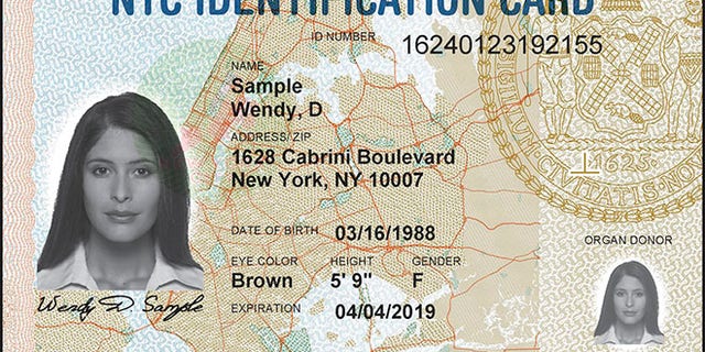 A sample ID card issued by New York City.