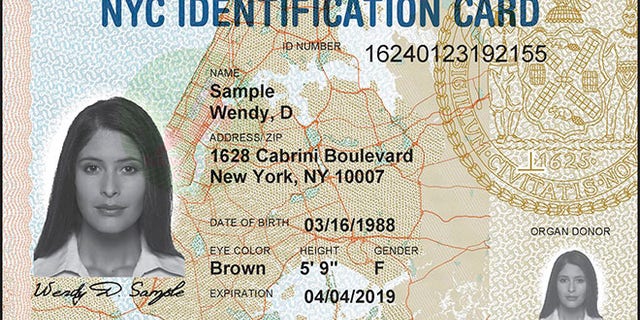 A sample ID card issued by New York City.