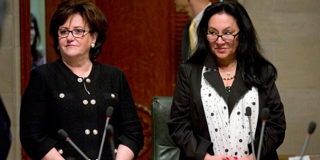 State Education Commissioner MaryEllen Elia, left, and Chancellor Betty Rosa during a meeting of the Board of Regents on Tuesday, May 17, 2016, in Albany, N.Y.