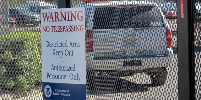 June 7, 2014:This photo shows the entrance to the U. S. Border Patrol facility in Nogales, Ariz. (AP Photo/Brian Skoloff)