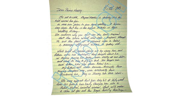 Thomas Markle Jr.'s handwritten letter to Prince Harry