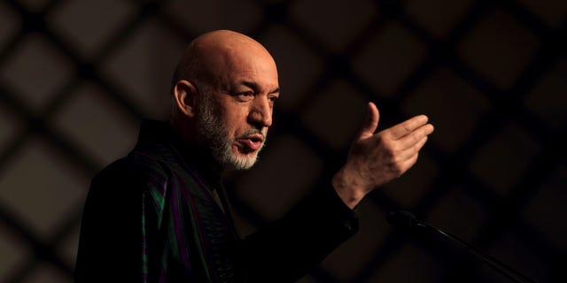 Feb. 3: Afghan President Hamid Karzai speaks during the first day of the 11th Delhi Sustainable Development Summit in New Delhi, India. The summit will last three days.