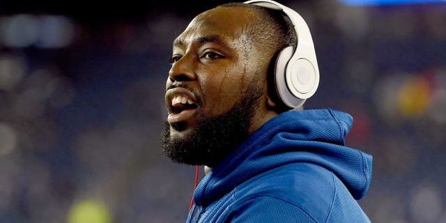Jan 18, 2015; Foxborough, MA, USA; Indianapolis Colts defensive end Arthur Jones (97) warms up before the AFC Championship Game against the New England Patriots at Gillette Stadium. Mandatory Credit: Robert Deutsch-USA TODAY Sports