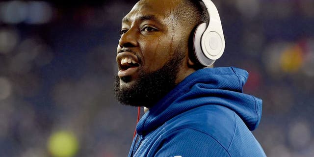 Jan 18, 2015; Foxborough, MA, USA; Indianapolis Colts defensive end Arthur Jones (97) warms up before the AFC Championship Game against the New England Patriots at Gillette Stadium. Mandatory Credit: Robert Deutsch-USA TODAY Sports