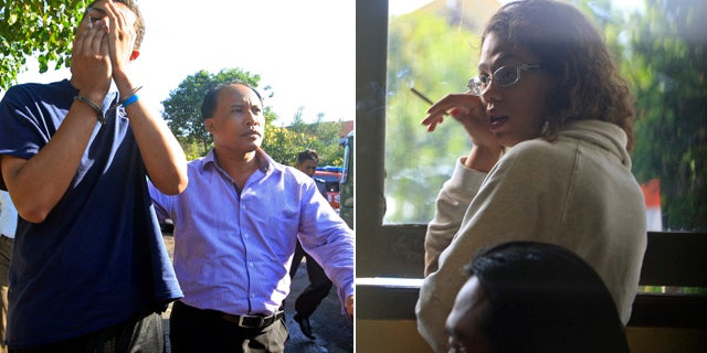 August 13 and 14, 2014: These images show Tommy Schaefer, left, and his girlfriend Heather Mack. Both have been arrested in Indonesia on suspicion of murdering the Mack's mother and stuffing her body into a suitcase at a resort hotel in Bali. Their appointed lawyer said Wednesday that the couple are behind held on suicide watch. (AP Photo/File)