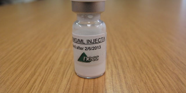 A vial of injectable steroids from the New England Compounding Center, which may have caused an outbreak of fungal meningitis. (AP Photo/Kristin M. Hall)