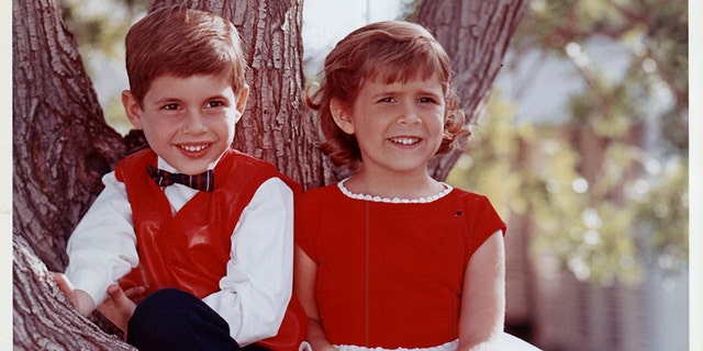 "Carrie at eight years old and me at six and a half years old."