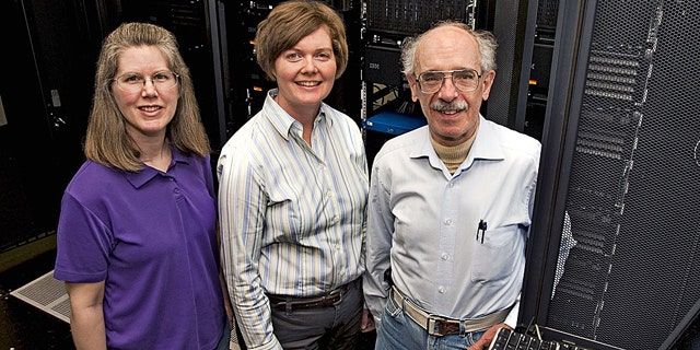Iowa State University and Ames Laboratory researchers, left to right, Theresa Windus, Monica Lamm and Mark Gordon are working to scale up their computational chemistry tools for the Blue Waters supercomputer being developed at the University of Illinois and its National Center for Supercomputing Applications.
