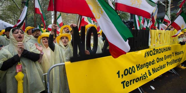 Rallies like this one, by an Iranian opposition group outside UN headquarters, are a magnet for spies.