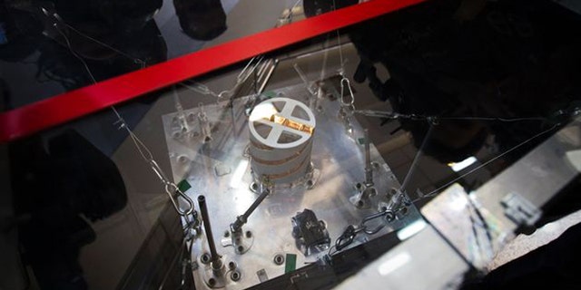 Feb. 29, 2012: A qualification model of the Navid-1 satellite is displayed for journalists during a visit to the Iranian Space Agency (ISA) in Mahdasht, about 60 km west of Tehran.