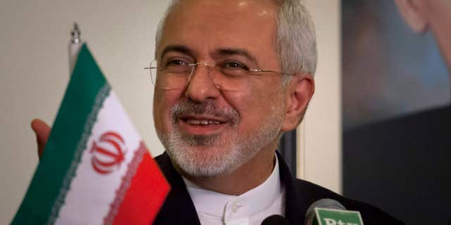 April 8, 2015: Visiting Iranian Foreign Minister, Mohammad Javad Zarif speaks during a joint press conference with Pakistan's Prime Minister's Adviser on Foreign Affairs Sartaj Aziz at the Foreign Ministry in Islamabad, Pakistan.