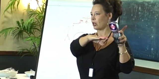 Kossovskaia, pictured in a still taken from a video in which she demonstrates how to use the QLaser, was sentenced to 15 months in prison.