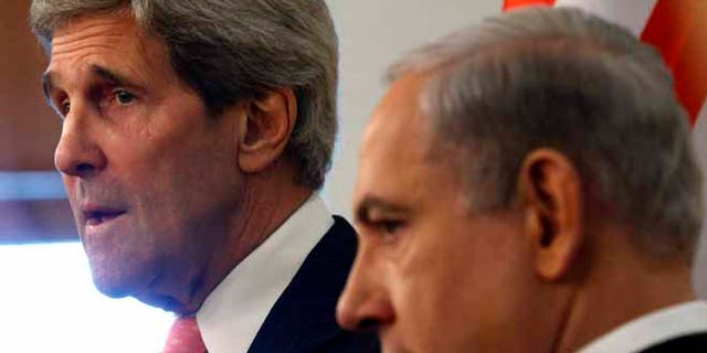 May 23, 2013: U.S. Secretary of State John Kerry, left, meets with Israeli Prime Minster Benjamin Netanyahu in Jerusalem. The United States and Israel are raising hopes for a restart of the Middle East peace process after more than four years of hardly any talks.