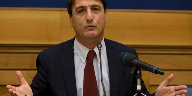 Sept. 30, 2014: Italian politician Claudio Fava speaks during a news conference, in Rome.