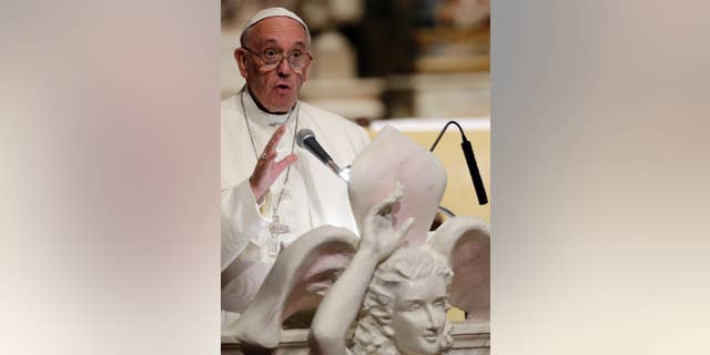 File photo - Pope Francis delivers his message in the Cathedral Santa Maria del Fiore during his visit to Florence, Italy, Tuesday, Nov. 10, 2015. (AP Photo/Gregorio Borgia) (The Associated Press)