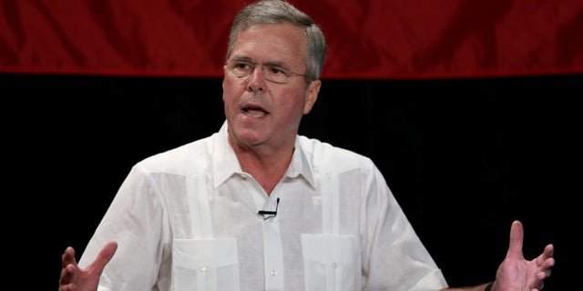 SWEETWATER, FL - MAY 18: Former Florida Governor and potential Republican presidential candidate Jeb Bush speaks to supporters during a fundraising event at the Jorge Mas Canosa Youth Center on March 18, 2015 in Sweetwater, Florida. Mr. Bush is thought to be seeking to run for the Republican nomination but he has yet to formally announce his intentions. (Photo by Joe Raedle/Getty Images)