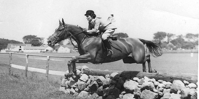 Janet Auchincloss on a horse before suffering from Alzheimer's.