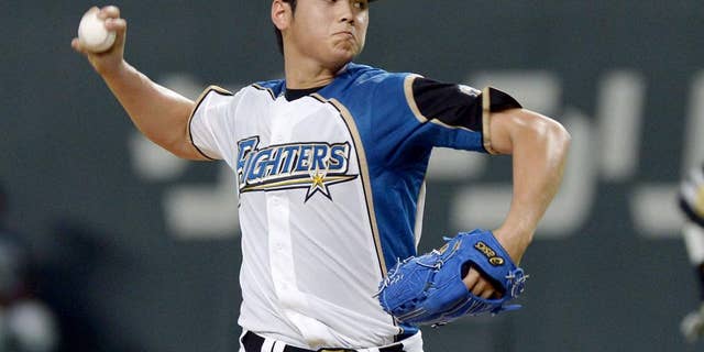 In this Aug. 3, 2014 photo, Shohei Otani of Nippon Ham Fighters pitches against Fukuoka Softbank Hawks in Sapporo, northern Japan. Boston Red Sox manager John Farrell is looking forward to seeing Japanese pitching sensation Otani during Major League Baseball's all-star postseason tour of Japan. (AP Photo/Kyodo News, File) JAPAN OUT, MANDATORY CREDIT