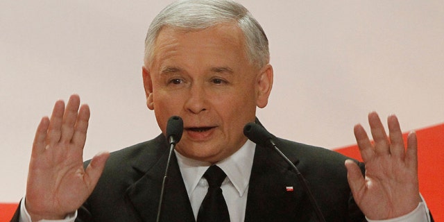 June 20: Jaroslaw Kaczynski, presidential candidate of Poland's Law and Justice Party speaks at his party election headquarters for his supporters after acknowledging exit polls for the early Presidential elections in Warsaw, Poland. (AP)
