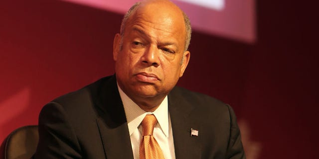 Jeh Johnson, U.S. Secretary of Homeland Security takes part in a panel discussion at the 70th International Air Transport Association (IATA) in Doha, Qatar, Tuesday, June 3, 2014.