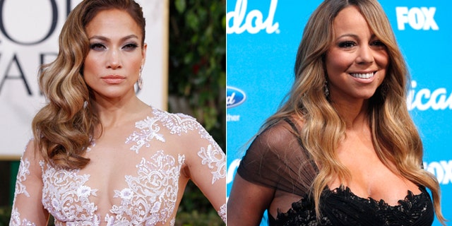 Jennifer Lopez, left, and Mariah Carey are shown.