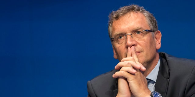 ZURICH, SWITZERLAND - MAY 30:  Jerome Valcke, FIFA secretary general,  attends th the FIFA Post Congress Week Press Conference at the Home of FIFA on May 30, 2015 in Zurich, Switzerland.  (Photo by Alessandro Della Bella/Getty Images)