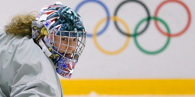 In 2014, Team USA goalie Jessie Vetter was ordered to remove “We the People” — the U.S. Constitution’s first three words — from her helmet.
