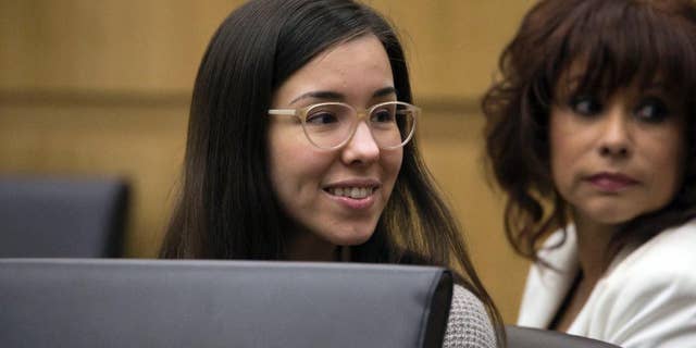 Defense attorney Jennifer Willmott, left,) and Jodi Arias listen to final arguments during the sentencing phase of her retrial at Maricopa County Superior Court, Tuesday, Feb. 24, 2015 in Phoenix. (AP Photo/The Arizona Republic, Mark Henle, Pool)