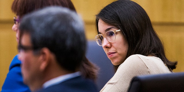 Jodi Arias sits in the Maricopa County Superior Court room of Judge Sherry Stephens in Phoenix, Tuesday, Oct. 21, 2014, as the opening statements in her penalty phase retrial begins. The 34-year-old Arias was convicted of murder last year, but the first jury was deadlocked on whether to give her the death penalty or life in prison. (AP Photo/The Arizona Republic, Tom Tingle, Pool)