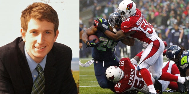 Washington state Rep. Joe Fizgibbon, left, called out Arizona following the Seattle Seahawks loss to the Arizona Cardinals, right.