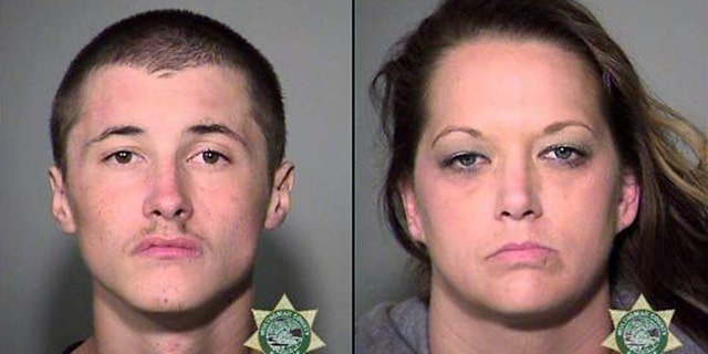 Corey Johnson, 21, was booked into the Multnomah County Jail on charges including unlawful use of a vehicle and attempt to elude. Stephanie Schramm, 38, was arrested on charges including unlawful use of a vehicle, interfering with a peace officer and possession of methamphetamine. (Gresham Police Department)