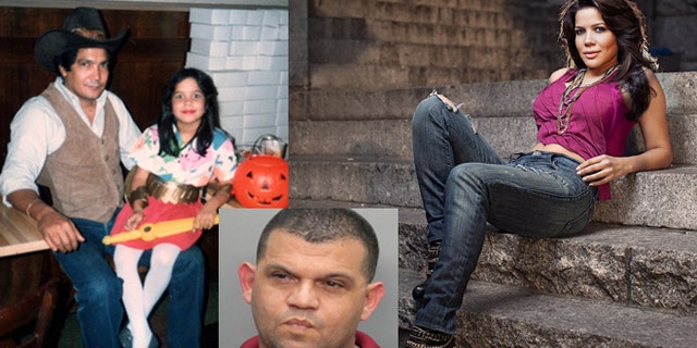 Left: José and Joselyn Martinez, Halloween 1985. Right: Joselyn Martinez today. Inset: Justo Santos' mug shot from 2013.