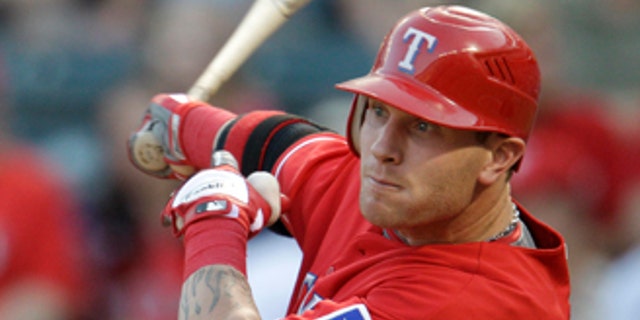 Aug. 27, 2010: Texas Rangers' Josh Hamilton hitting a double against the Oakland Athletics Hamilton was awarded American League's Most Valuable Player.